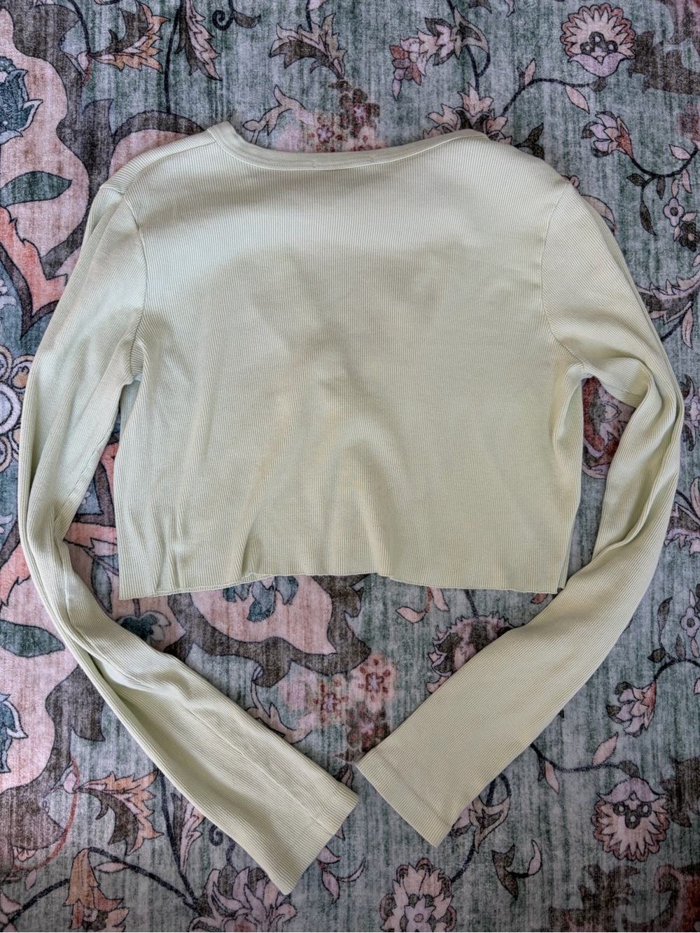 Brandy Melville Mint Green Ribbed Cropped Button Cardigan - Picture 3 of 6